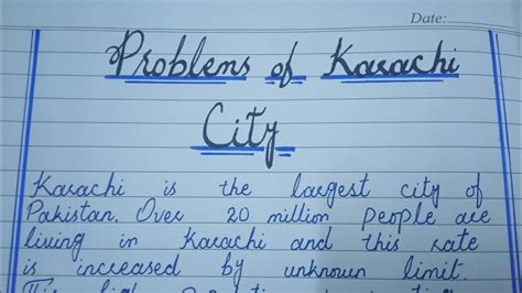 Problems of Karachi essay in English 150 .